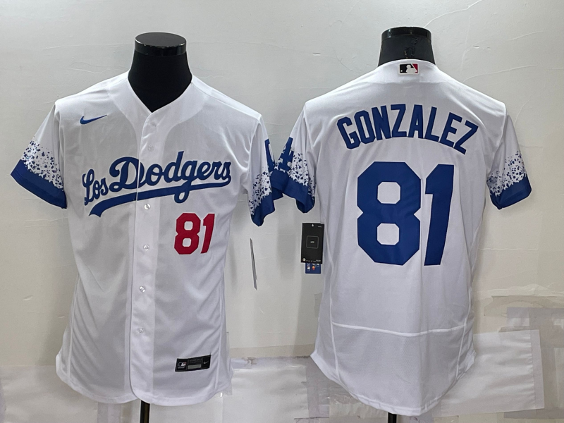 Men's Los Angeles Dodgers #81 Victor Gonzalez White City Connect Flex Base Stitched Baseball Jersey Men's Los Angeles Dodgers #81 Victor Gonzalez White City Connect Flex Base Stitched Baseball Jersey